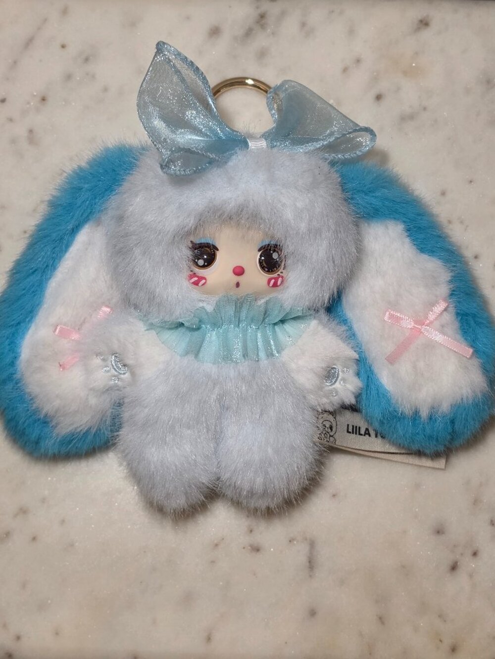 Liila’s Rainbow Candy Bunny Plush Keychain - Clear Sky